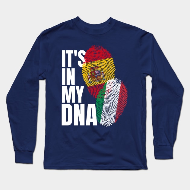 Spaniard And Italian Mix DNA Flag Heritage Gift Long Sleeve T-Shirt by Just Rep It!!